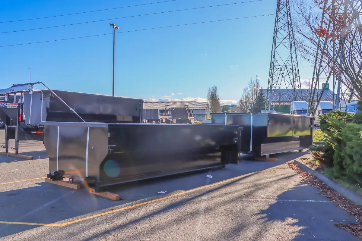 Roll-off dumpster ready for waste disposal at job site for 3 Yard Dumpster Rental in Kennesaw
